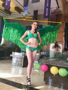 Zelený Anjel Perie krídel halloween kostým fotografie modelu t-stage show svadobné krídlo kostým prop strany costplay dekorácie