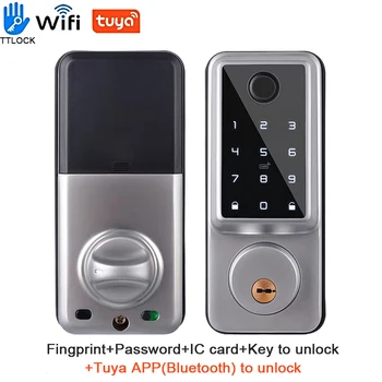 Tuya APP WIFI Automatické Elektronické Keyless Západka Smart Dverný Zámok S Digitálny Kód Odtlačkov prstov IC Karta Mechanický Kľúč, Odomknúť