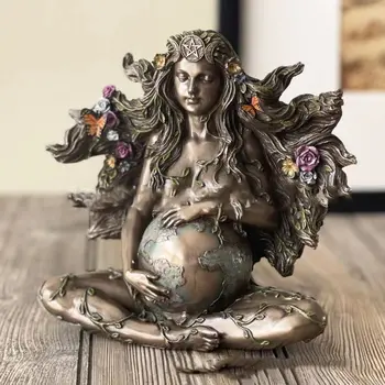 Matka Zem Socha Gaia Víly s Motýlími Dekoratívne Buddha Sošku Bohyne Liečenie Čakier Meditácie Bájny Domova