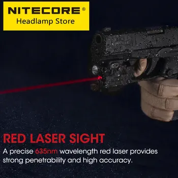NITECORE NPL10 Taktické zbrane Lampa 635nm Červené Laserové Pištole Svetlo 300 Lúmenov Ľahký Kompaktný LED Baterka S Batérie CR2