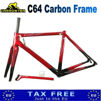 Carbon Fiber Cestnej Bike Rám, Carrowter C64, Červený Rám, Lesklý Bicykli