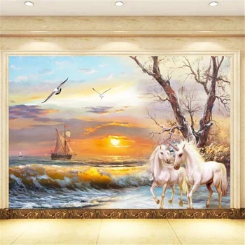 Vlastné tapetu koňa, 3d fotografie, maľby abstraktných de parede hladké plachtenie, jazda na úspech olejomaľba gauč papier pozadí steny