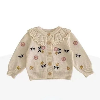 Dievčenské Oblečenie Pletený Sveter Nový Sveter Kórejský Baby Kabát Bavlny Krásne Princezná Sveter