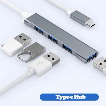 USB C ROZBOČOVAČ USB 3.0 HUB, Typ C 4 Port Multi Splitter OTG Adaptér pre Macbook Pro 13 15 Vzduchu Mi Pro HUAWEI Príslušenstvo k Počítačom
