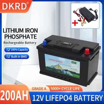 Zbrusu Nový LiFePo4 Batérie 12V 200Ah Lítium Železa Fosfát Nabíjateľné Články Bulit-v BMS Pre Dieťa Skúter Loďou, Golf Cart Solárne