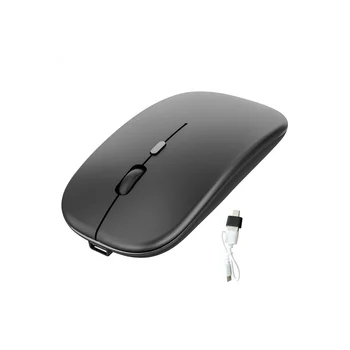 Bezdrôtová Myš Rechargable,2.4 G Ultra Tichý Optická Myš s USB Typ a-C Prijímač, pre Notebook (Čierna)