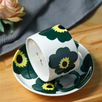 Zelená Camellia Poháre a Taniere Esteticky Kávu, Poháre pre Rodinné Stretnutie Strana Keramické turecká Káva Cup Set