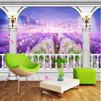 wellyu Vlastné veľké nástenné maľby kvetov levandule 3D tapeta, pozadie, wallpaper tapety pozadia abstraktných de parede
