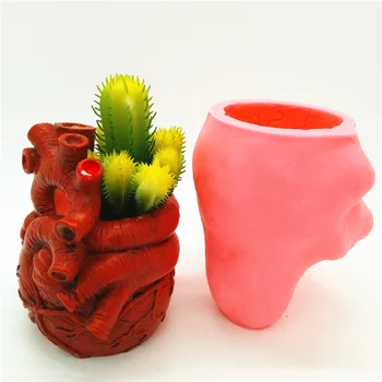 3D Srdce kvetináče Silikónové Formy Ručné DIY Omietky Sadrové Silica Gel Forma Svietnik Živice Formy hlinené formy