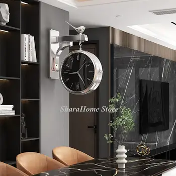 Domov Obývacia Izba Dekor 3D Rotačné Nástenné Hodiny Živice Obojstranné Nástenné Hodinky Dekorácie Vták Design Silent Office Creative
