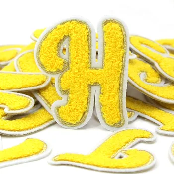 1Pcs Žltý List Patch Uterák Vyšívané Škvrny 3D Písmená Žehlička Na Škvrny Na Oblečení Abecedy Logo Nálepky Appliques