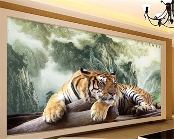 beibehang Foto Tapety 3D Troch-dimenzionální Atrament Krajiny Tiger Tiger Kráľ Despotický nástenná maľba, Spálne, Pozadie, Wallpaper