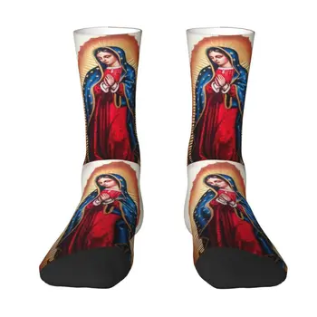 Cool Guadalupe Panny Márie Ponožky Muži Ženy Teplé 3D Tlač Virgen De Guadalupe Christian Šport Futbal Ponožky
