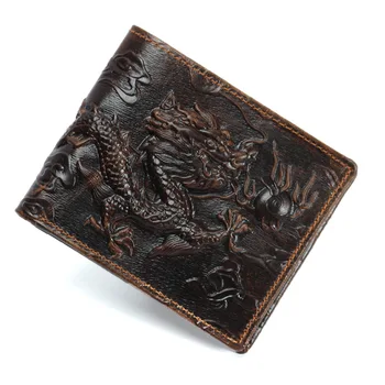 Dragon Dizajnér Značky Vintage Originálne Kožené pánske Peňaženky Tmavo Hnedé Cowhide Bifold Štandardnej Peňaženky, Peňaženky