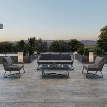 Luxusné vonkająí ratanový sofa hotel nádvorie záhrada, terasa nepremokavé hliníkovej zliatiny nábytok sofa zmes