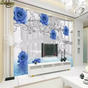beibehang stereoskopické 3d fotografie, maľby, tapety Vlastné HD nástenná maľba modrý kvet seiling limew európe abstraktných de parede 3D stenu papier