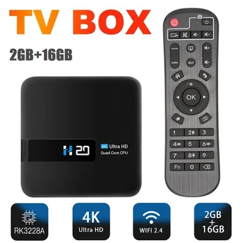 H20 Smart TV Box Quad Core Set-Top Pre Android 10 2.4 G Wifi, 2GB+16 GB Prehrávač Médií 3D Video Youtube Netflix RK3228A Prijímač