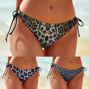 Dámske Seaxy Leopard Tlač Bikini Dná Kravatu Strane Brazílsky Plaviek Sexy Plávať Dna pre Ženy, Plavky, Nohavice s