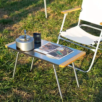  z nehrdzavejúcej ocele Skladací Stôl s Prenosné puzdro na GRILOVANIE Stabilný Rám pre Outdoor Camping