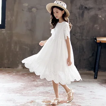 2023 Letné Dievčenské Šaty s Podšívkou, 100% Bavlna Výšivky Dieťa Princezná Midi Šaty Deti Party Oblečenie, #8801