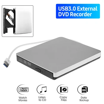 USB 3.0 Ultra-tenká Externá Optická Mechanika CD-RW DVD-RW Spisovateľ Disk, CD/DVD Prehrávač Prenosný DVD Rekordér pre systém Windows/Mac OS