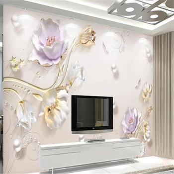 beibehang abstraktných de parede Šperky plastický stereo jednoduché módy nový Čínsky štýl, tulipán pozadí steny steny papiere domova