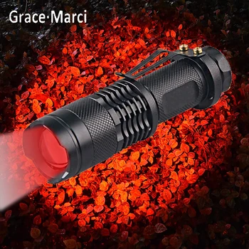 GM nové Nastaviteľné Priblíženie Červená Baterka Výkonných 3W LED 625nm Červené Svetlo, Pochodeň Mini PocketLight S Klip Pre Lov a Astronómie