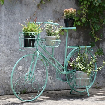 Kreatívne retro bicyklov kvet polica Európskej železa viacpodlažné záhradu, balkón dekorácie Kvetináč rastlín stojí vonku