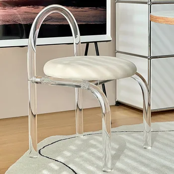 Transparentné akrylátové stoličky v spálni, nábytok, Transparentné akrylátové stoličky bežné luxusné jedálenské Nordic jednoduchosť