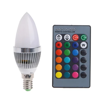 51BD E14 3W RGB LED 15 Farieb výmena Žiarovky Lampy w/Diaľkové Ovládanie AC