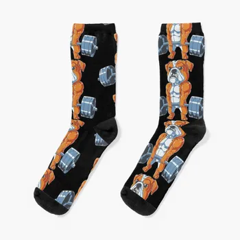 Buldog Pes Pracuje - Zábavné Buldog Fitnes - posilňovňa - inštalácia svaly - Ilustrácie Ponožky Ponožky s potlačou v pohode ponožky