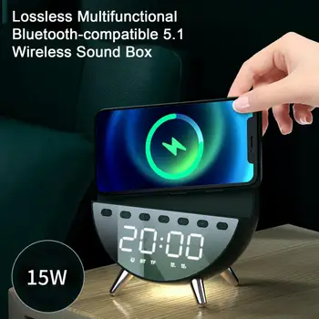 Budík Bezdrôtové Zvukové Pole Bezdrôtové Nabíjanie Nočné Svetlo 3-v-1 Bluetooth-kompatibilné 5.1 mobilný Telefón, Nabíjačku Zvuk Box