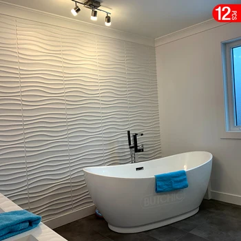 12 ks 50 x 50 cm, 3D stena panel geometrické vlna 3D samolepky na stenu kúpeľňa dekorácie nepremokavé dlaždice 3d formy 90 estetické izba