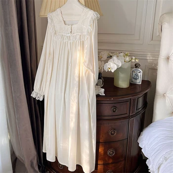 Nightgown Bavlna Retro Nightdress Romantické Ženy, Dievča Sleepwear