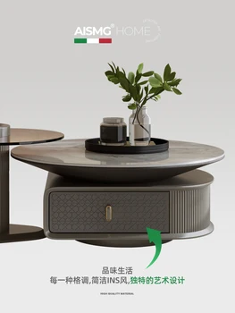 Rock tanier sklenený čajový stolík kombinácia obývacej izby malé rodinného typu jednoduché moderné svetlo luxusný taliansky dizajnér kolo čaj stôl