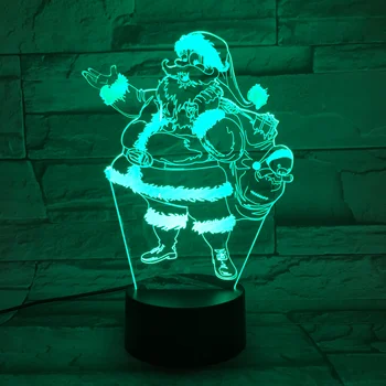 3D LED RGB Nočné Osvetlenie Vianočný Darček Cute Santa Claus USB Stolná Lampa Domáce Dekorácie Novosti darček k Narodeninám pre Deti 185