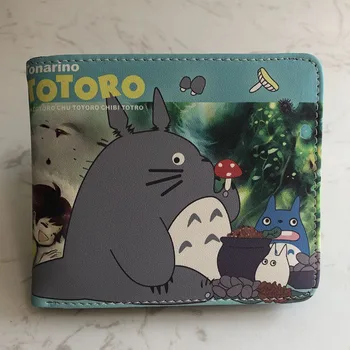 Anime Totoro Mačka Autobus PU Peňaženka s ID Držiteľa Karty Makkuro Kurosuke Muži Ženy Krátke Bi-fold Mince Kabelku Puzdro Peniaze Klip Darček