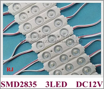 LED svetelným modulom injekcie DC12V 70 mm*18 mm*7mm SMD 2835 3 LED 1.5 W 200lm s difúzne objektív 170 stupeň hliníka PCB super jasné