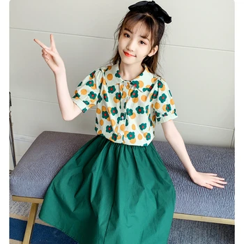 Dievčatá Sady Letné Nosenie Deti Oblečenie 2023 kórejský Módne Bubliny Rukáv Cardigan Tričko + Šortky Sukne 2pc Detí Oblek