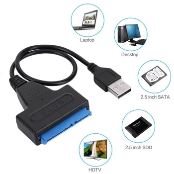 USB 2.0 / SATA Konvertor Kábel Plug and Play 22pin Externý Pevný Disk Kábel Adaptéra Až 6 gb / S pre 2.5 Palcový HDD SSD