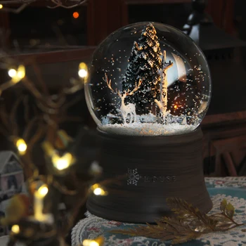 Crystal Ball Plávajúce Snowflake Dekorácie Sneh Svetlo Retro Darček K Narodeninám Domov Ozdoby Vianočné Tvorivé Stôl Dekorácie