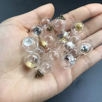 3ks 14 mm Okrúhle sklenené svete orb s korálkami spp set sklenený prívesok, šperky, doplnky, sklenené fľaše ampulka prívesok náhrdelník diy darček