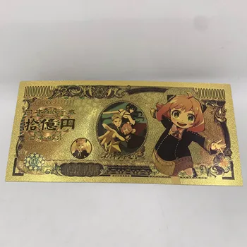 Maloobchod 1pc Japonského Manga Spy X Rodiny zlaté fólie, plastové karty Cartoon show, výzdoba Anime 10000 Jen bankoviek Deti darček