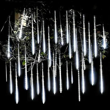 8 Skúmaviek meteorický dážď Dážď Led Reťazec Svetlá Ulica Girlandy Ozdoby na Vianočný Stromček pre Vonkajšie Nový Rok Víla Záhradné Osvetlenie