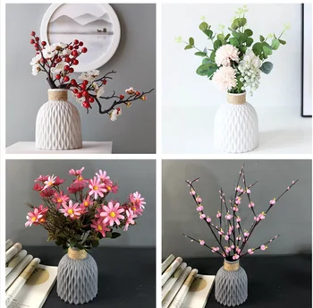 Современные вазы имитируют керамические горшки, украшают дом,пластиковые вазы,вставляют цветы,украшают дом в скандинавском стиле