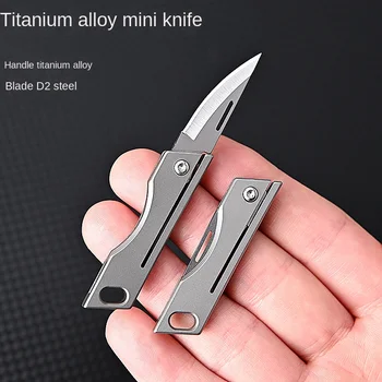 Titánové Zliatiny Mini Skladací Nôž Vysokú Tvrdosť D2 Ocele Ostrým Nožom Nosiť Prívesok Na Nôž Prívesok Taktické Nože Express Nôž