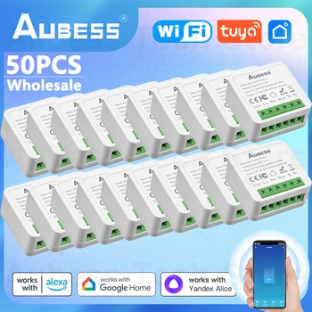 50PCS AUBESS WiFi Smart Switch, Smart Home Relé Modul Pre Tuya Inteligentný Život APLIKÁCIE, Kompatibilné S Alice Alexa Asistent Google