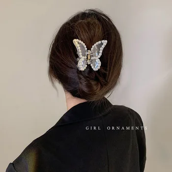 Transparentné Sušič Na Pazúry Pre Ženy Pearl Motýľ Vlásenky Styling Nástroje Dievčatá Akryl Vlasy Klip Chytiť Barrettes Vlasy Príslušenstvo
