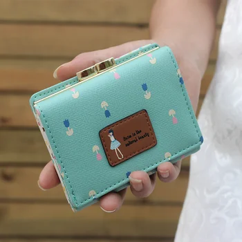verzia dámske krátke taška klip multi-function pracky tri-fold peňaženky