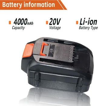100% Nové úplne Nové Vymeniteľné 20V 4000mAh li-ion batéria nástroj batérie